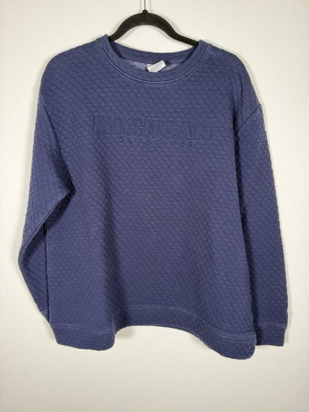 Champion blue quilted tone on tone Michigan Wolverines boxy sweatshirt L preppy